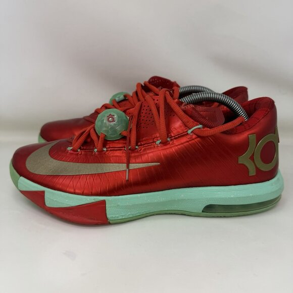 Nike KD VI 6 Christmas Basketball Shoes Red Green Men’s Size 9.5 - Picture 2 of 7